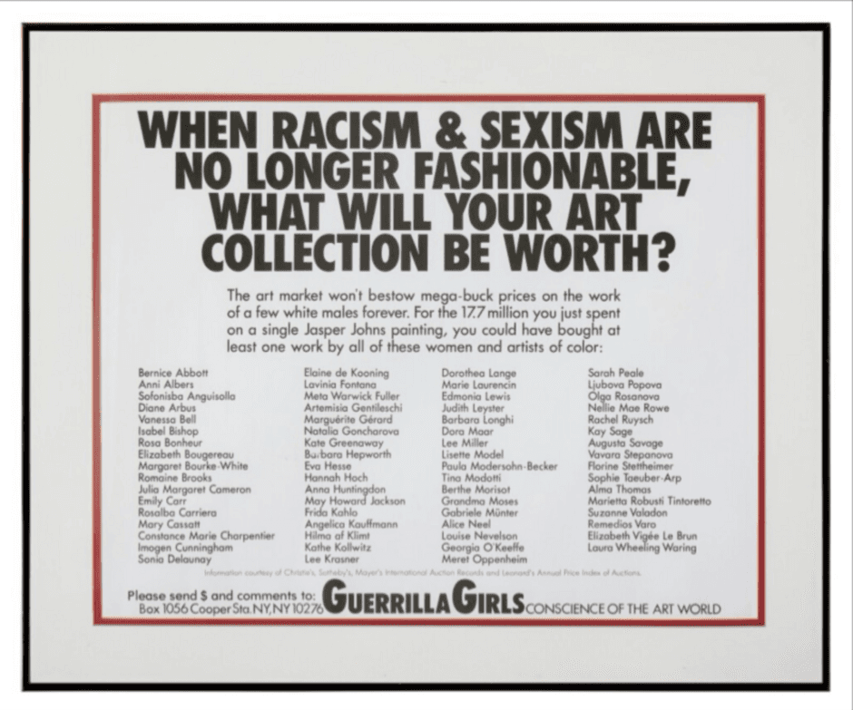 When Racism and Sexism Are No Longer Fashionable, What Will Your Art Collection Be Worth?, 1989